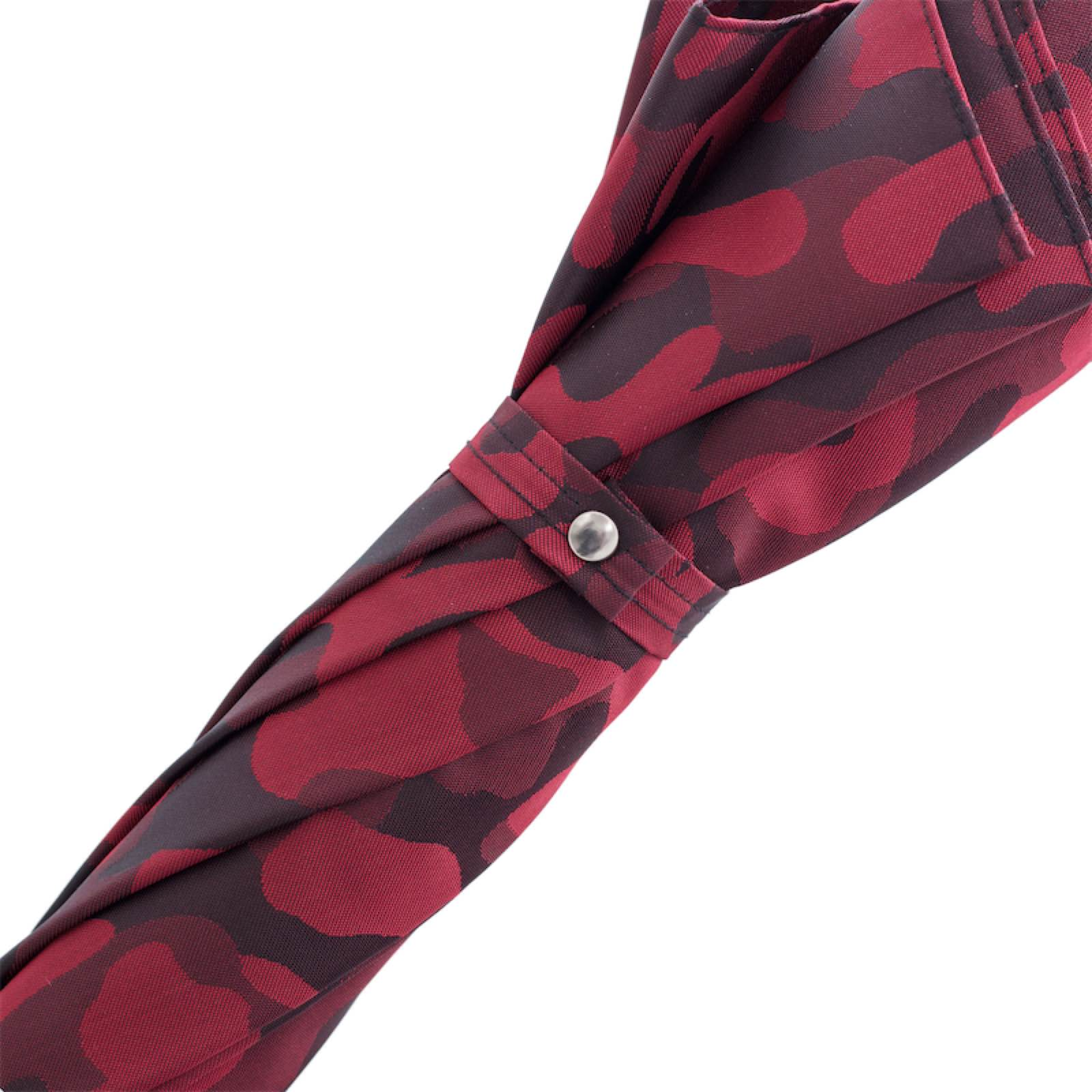 Red Camouflage Umbrella – Handmade Automatic Opening With Leather Studded Handle