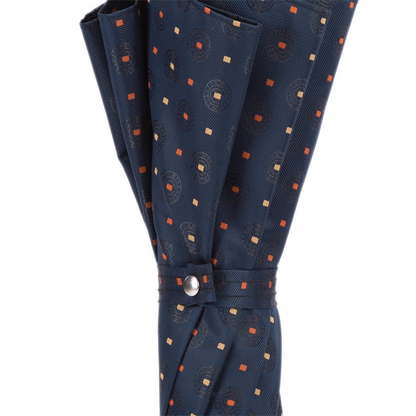 Automatic Tie Print Umbrella – Italian Handmade Leather Handle, Water-Resistant Canopy