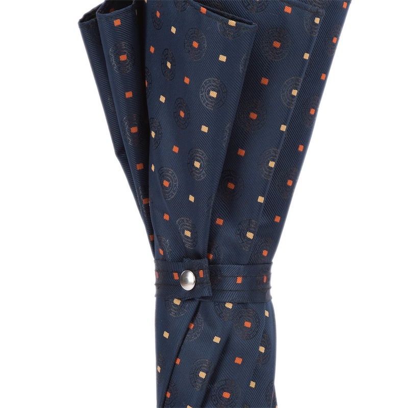 Automatic Tie Print Umbrella – Italian Handmade Leather Handle, Water-Resistant Canopy