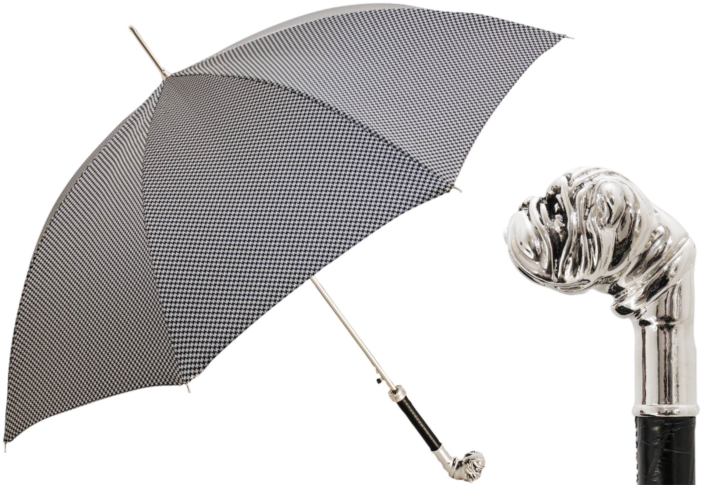 Handmade Bulldog Umbrella – Metal Handle, Automatic Rain Protection Accessory