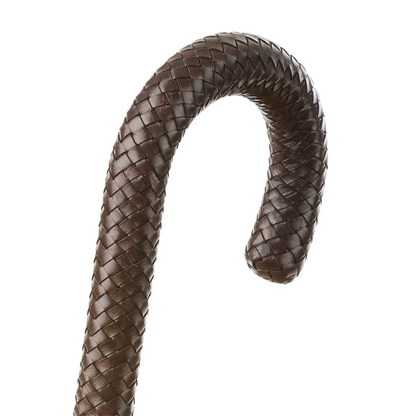 Classic Umbrella – Handmade Italy | Braided Leather Handle, Water Repellent Canopy