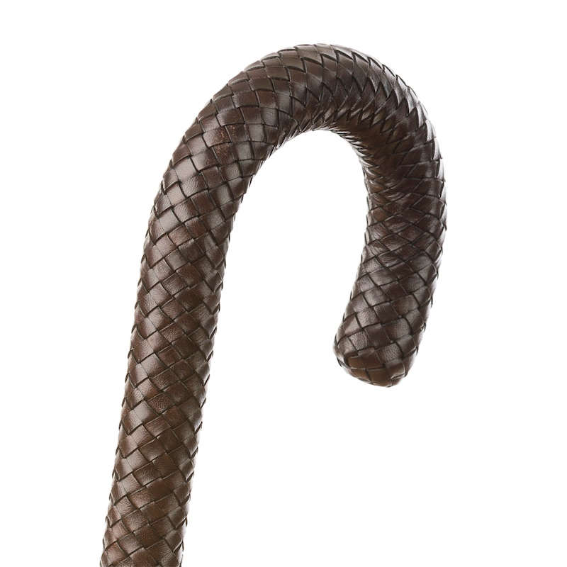 Classic Umbrella – Handmade Italy | Braided Leather Handle, Water Repellent Canopy