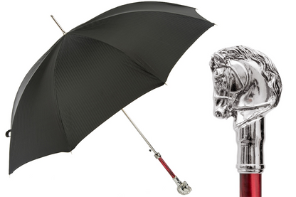 Elegant Umbrella – Italian Handmade Silver Horse Handle Rain Umbrella with Automatic Open