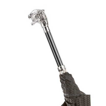 Silver Tiger Umbrella – Handmade Italian Metal Handle | Automatic Opening, Waterproof Canopy