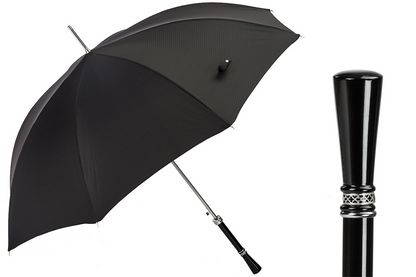 Luxury Black Umbrella – Handmade Italian Gentleman's Rain Umbrella With Automatic Open
