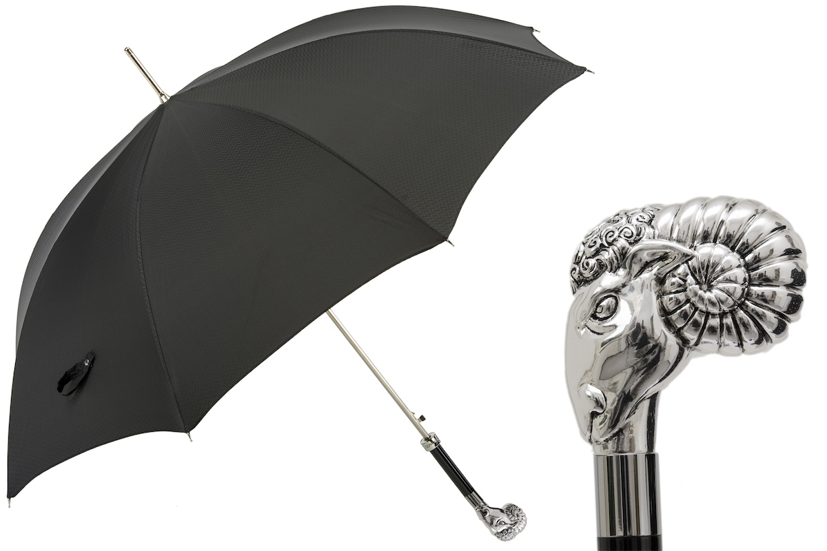 Luxury Umbrella – Handmade Italian Rain Umbrella with Silver Ram Handle