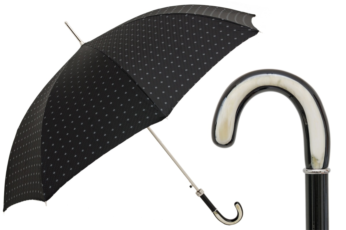 Classic Men's Umbrella – Handmade Italian Rain Umbrella with Water Buffalo Horn Handle