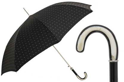 Classic Men's Umbrella – Handmade Italian Rain Umbrella with Water Buffalo Horn Handle