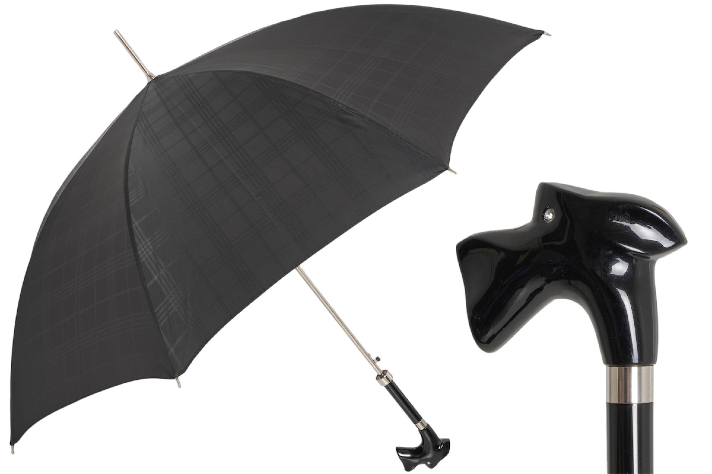 Luxury Black Schnauzer Umbrella – Handmade Italian Designer Rain Gear With Acetate Handle