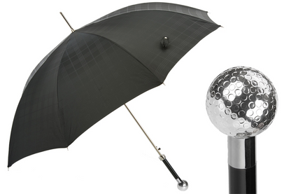 Silver Golf Ball Umbrella – Italian Handmade Luxury Rain Protection With Automatic Open