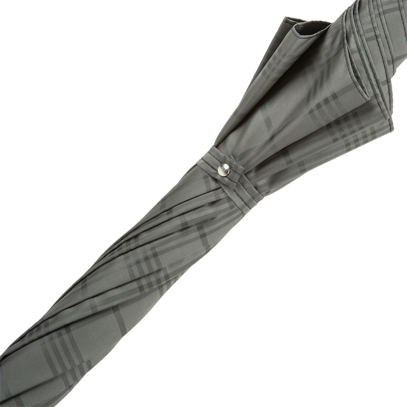 Italian Luxury Umbrella – Handmade Checkered Gray Golf Umbrella With Silver Golf Ball Handle
