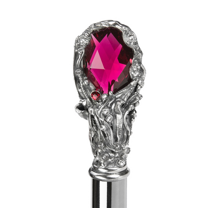 Black Men's Umbrella – Luxury Red Gem Handle | Handmade Italian Craftsmanship