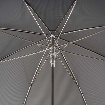 Elegant Grey Umbrella – Handmade Italian Leather Handle | Automatic Opening, Durable Polyester Canopy