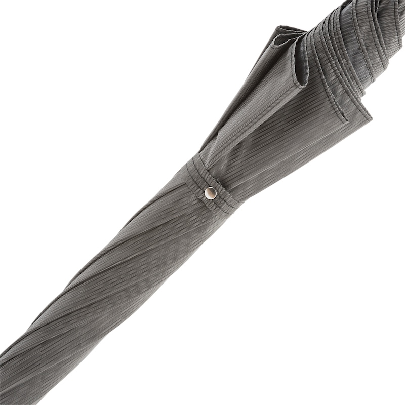 Elegant Grey Umbrella – Handmade Italian Leather Handle | Automatic Opening, Durable Polyester Canopy