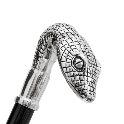 Handmade Italian Umbrella – Gray Canopy, Snake Head Handle, Automatic Opening