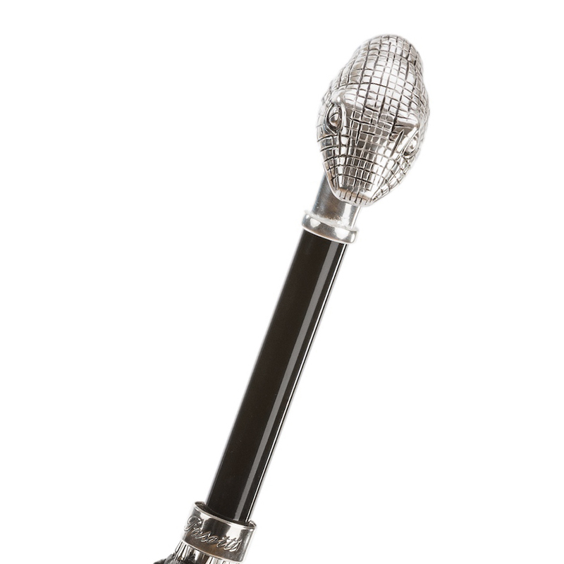 Handmade Italian Umbrella – Gray Canopy, Snake Head Handle, Automatic Opening