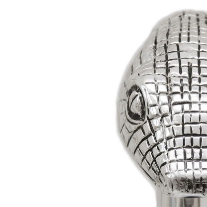 Handmade Italian Umbrella – Gray Canopy, Snake Head Handle, Automatic Opening