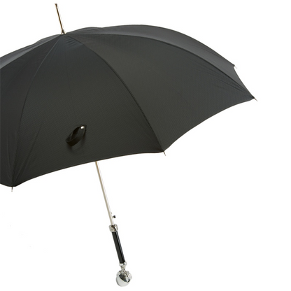 Black Automatic Umbrella - Men's Designer Rain Umbrella with Brass Claw Handle