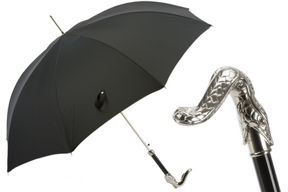 Black Umbrella – Handmade Italian Luxury Snake Handle Rain Umbrella with Automatic Opening