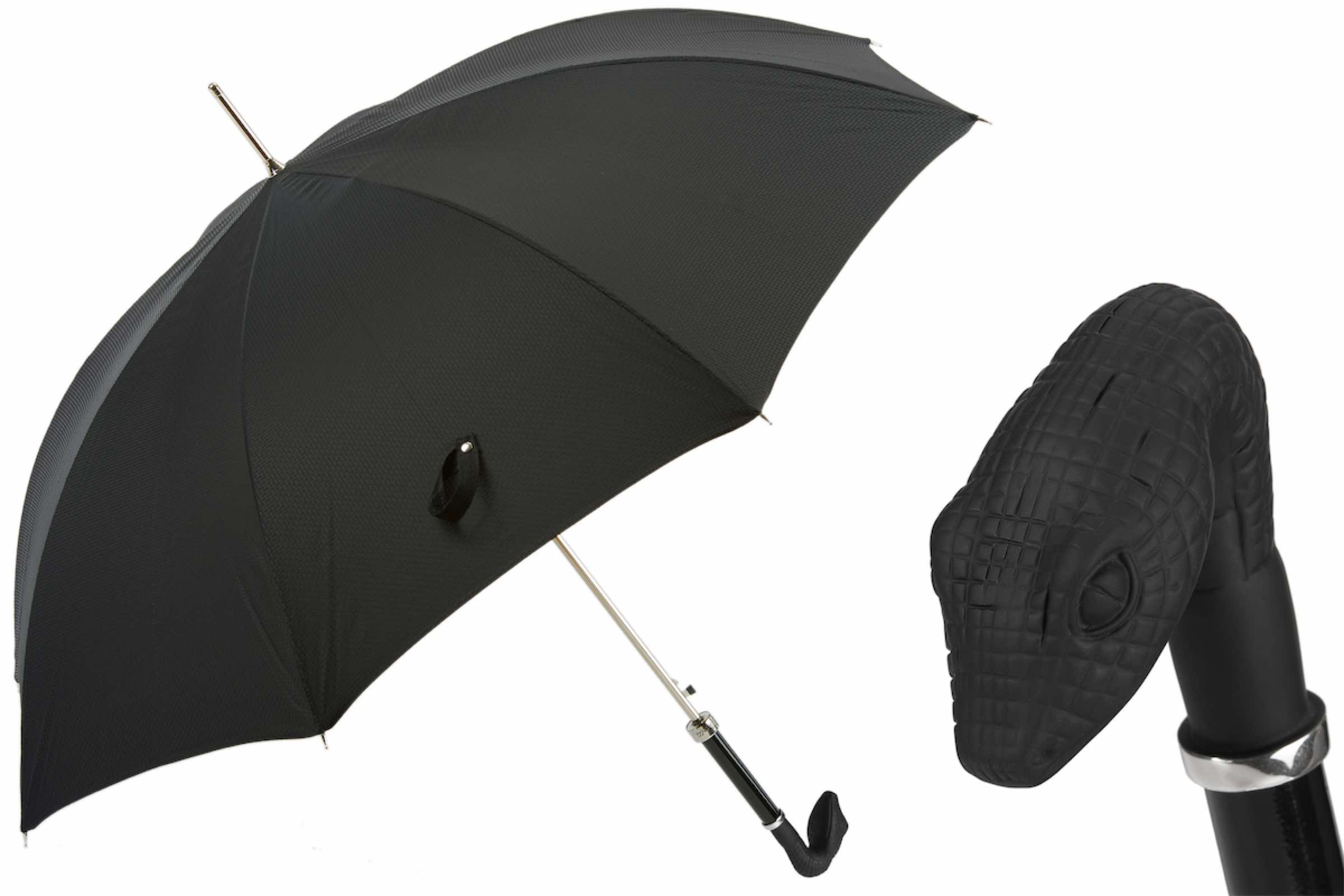 Luxury Designer Umbrella – Handmade Italian Crafted Snake Head Handle Rain Protection