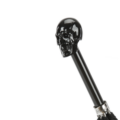 Black Skull Umbrella – Handmade Italian Rain Umbrella with Automatic Open & Skull Handle