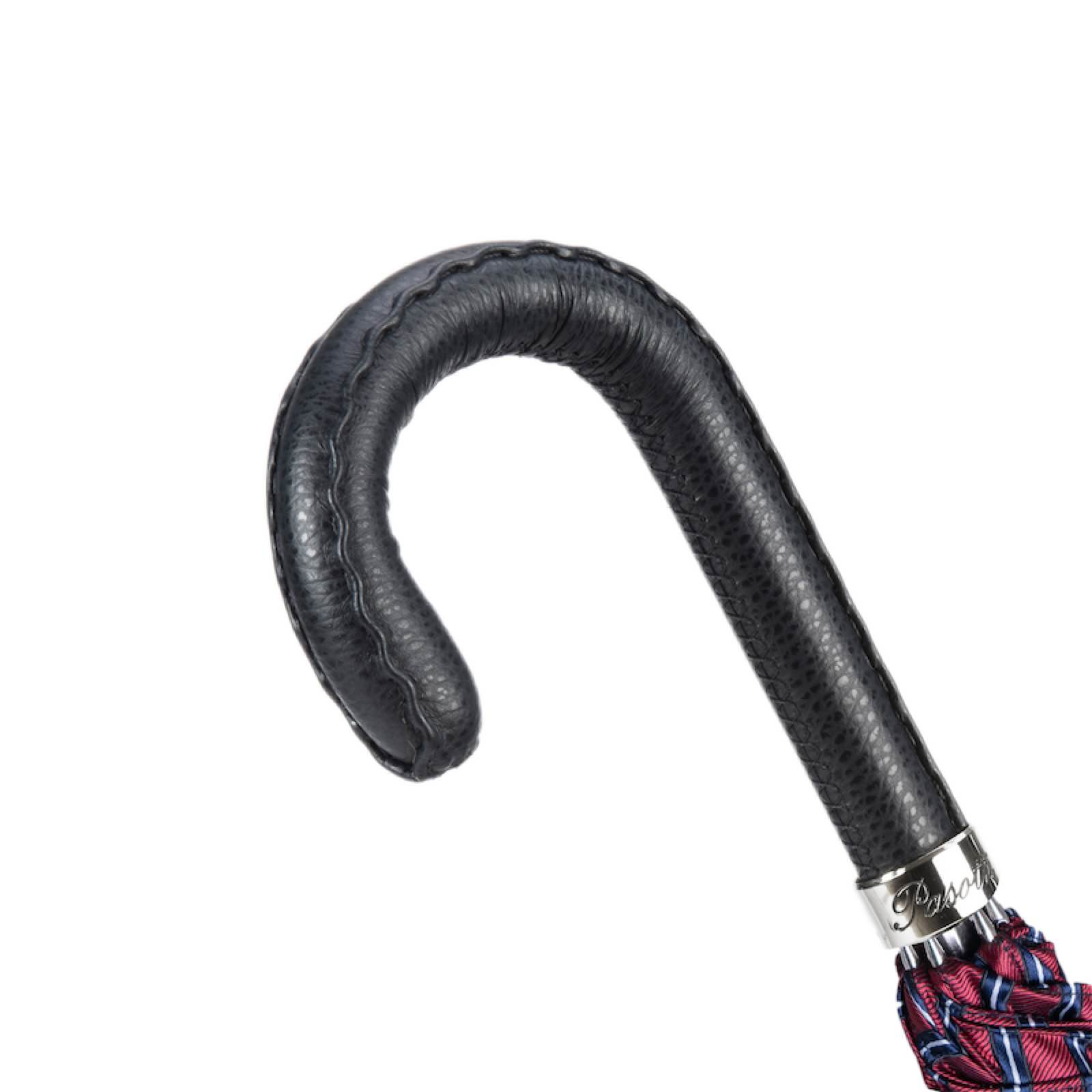Gentleman Striped Umbrella – Handmade Italian Leather Handle Rain Protection