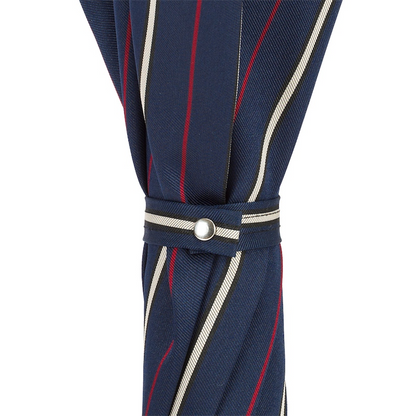 Striped Umbrella – Handmade Italian Luxury With Silver Monkey Handle & Durable Polyester Canopy
