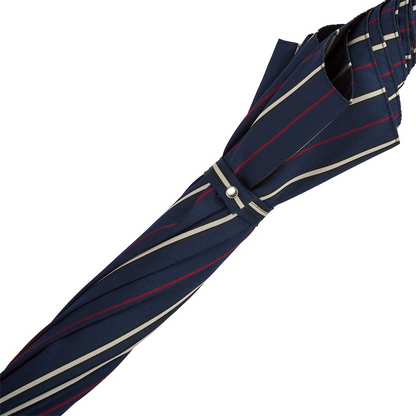 Striped Umbrella – Handmade Italian Luxury With Silver Monkey Handle & Durable Polyester Canopy