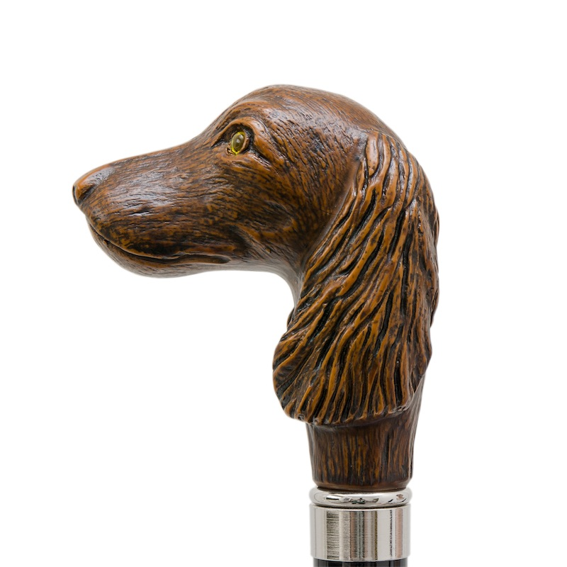 Striped Dog Umbrella - Automatic Handmade Umbrella with Unique Dog Handle