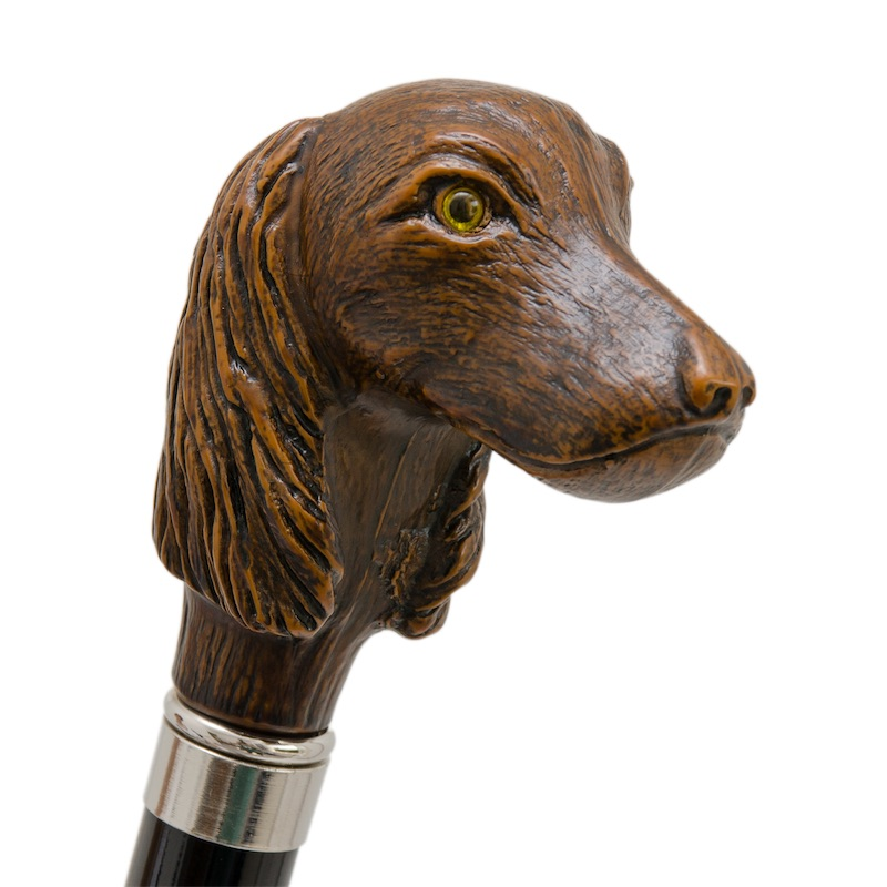 Striped Dog Umbrella - Automatic Handmade Umbrella with Unique Dog Handle