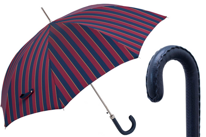 Classic Umbrella – Handmade Italian Craft with Navy Leather Handle & Water-Resistant Canopy