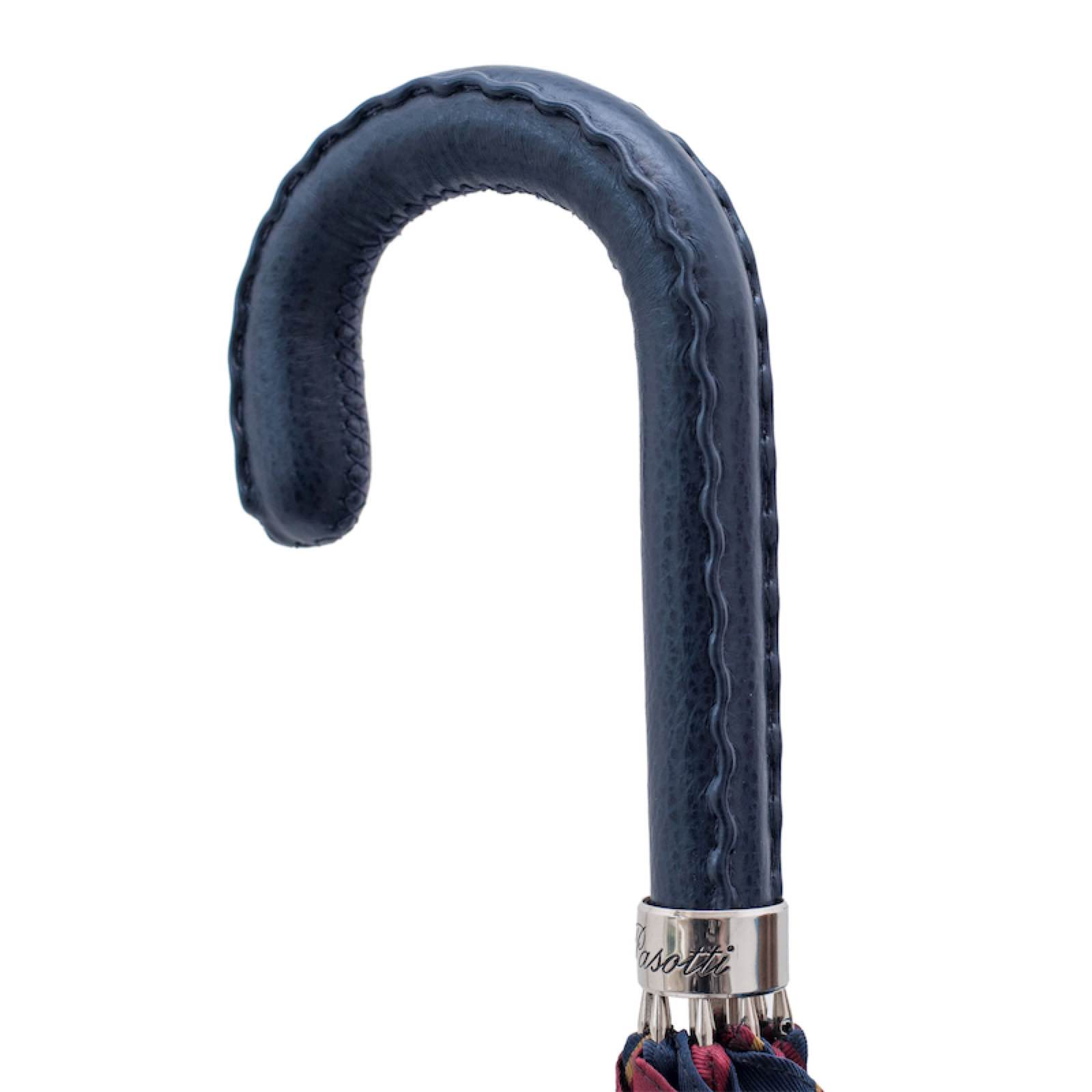 Classic Umbrella – Handmade Italian Craft with Navy Leather Handle & Water-Resistant Canopy