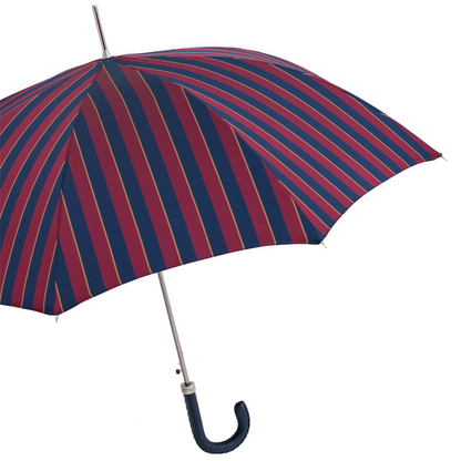 Classic Umbrella – Handmade Italian Craft with Navy Leather Handle & Water-Resistant Canopy