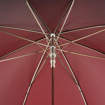 Red Luxury Umbrella – Handmade Italian Rain Umbrella with Silver Hound Handle