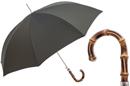 Automatic Gent Umbrella - Bicolor Handmade Italy | Whangee Handle, Water-Resistant Canopy