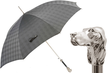 Luxury Dog Umbrella – Handmade Italian Umbrella with Silver Dog Handle & Automatic Opening