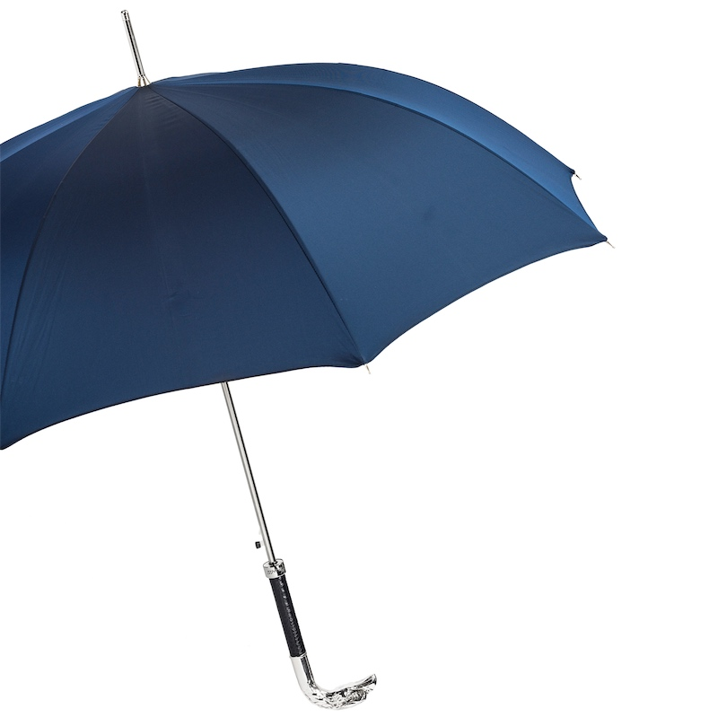 Navy Umbrella - Automatic Opening Rain Umbrella with Silver Eagle Handle