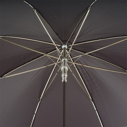 Silver Bulldog Umbrella – Handmade Italian Metal Handle Rain Protection Canopy