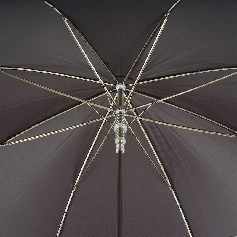 Silver Bulldog Umbrella – Handmade Italian Metal Handle Rain Protection Canopy