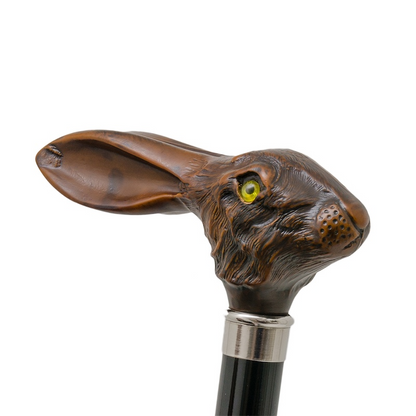 Italian Automatic Umbrella – Brown Canopy with Rabbit Handle, Luxury Handmade