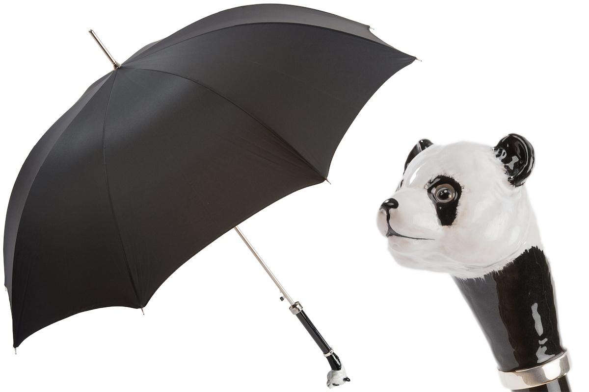 Panda Umbrella – Handmade Luxury Rain Umbrella with Enameled Brass Handle | Italian Craftsmanship