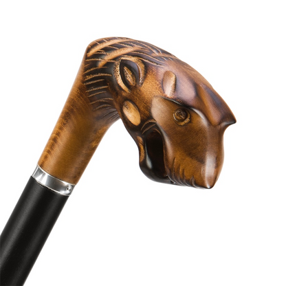 Tiger Umbrella – Hand Carved Wooden Handle | Italian Luxury Rain Accessory