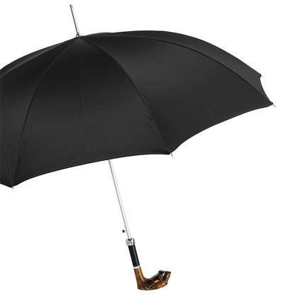 Tiger Umbrella – Hand Carved Wooden Handle | Italian Luxury Rain Accessory