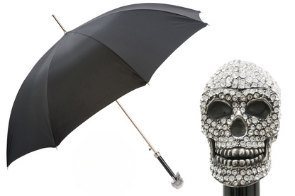 Luxury Skull Umbrella – Handmade Italian Designer Umbrella With Swarovski Crystal Handle