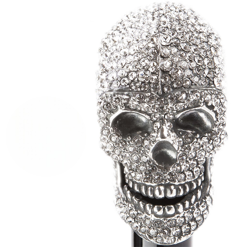 Luxury Skull Umbrella – Handmade Italian Designer Umbrella With Swarovski Crystal Handle