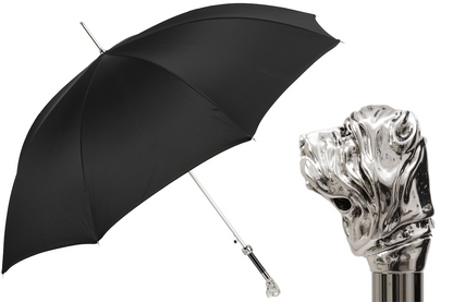 Silver Mastiff Umbrella – Handmade Italian Luxury Rain Umbrella with Silver Plated Handle
