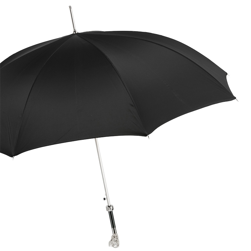 Silver Mastiff Umbrella – Handmade Italian Luxury Rain Umbrella with Silver Plated Handle