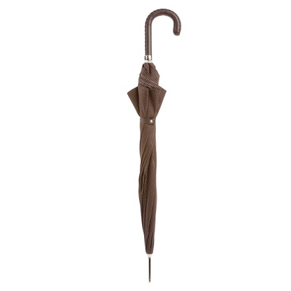 Gentleman Umbrella – Brown Leather Handle, Handmade Italian Rain Protection