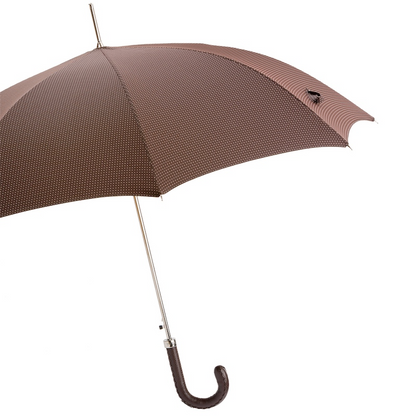 Gentleman Umbrella – Brown Leather Handle, Handmade Italian Rain Protection