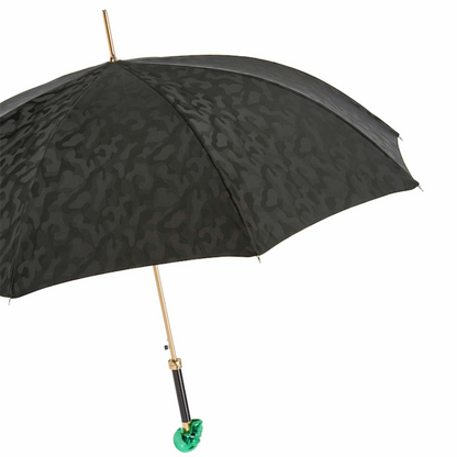 Camouflage Umbrella – Automatic Rain Umbrella with Green Skull Handle | Handmade Italy